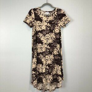 NWT Lularoe Brown Tan Carly Rose Floral Dress XXS